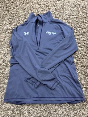 Under Armour Navy Thin-Striped Quarter-Zip Pullover - Lady Tigers